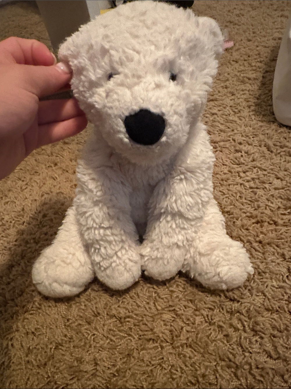 Jellycat White Polar Bear Plush Dog Toy with Black Nose